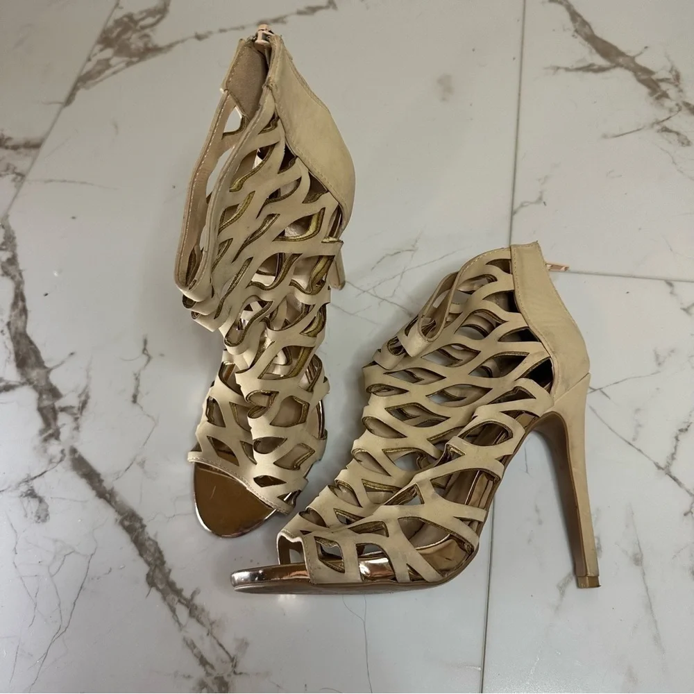 Charlotte Russe Beige High Heels Sandals Size 8